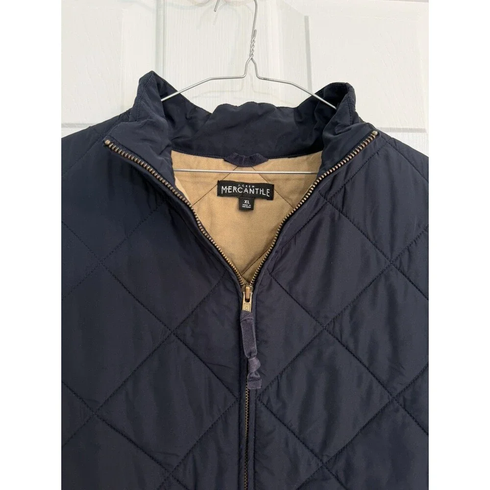 J Crew Quilted Vest Mens X-Large Navy Blue Diamond Quilt Preppy Pockets Business